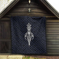 Runic Skull Quilt with Nordic Symbols and Knot Pattern Viking Heritage Tribute - Wonder Print Shop