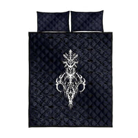 Runic Skull Quilt Bed Set with Nordic Symbols and Knot Pattern Viking Heritage Tribute - Wonder Print Shop