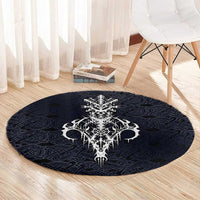 Runic Skull Round Carpet with Nordic Symbols and Knot Pattern Viking Heritage Tribute - Wonder Print Shop