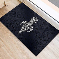 Runic Skull Rubber Doormat with Nordic Symbols and Knot Pattern Viking Heritage Tribute - Wonder Print Shop