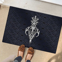 Runic Skull Rubber Doormat with Nordic Symbols and Knot Pattern Viking Heritage Tribute - Wonder Print Shop