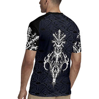 Runic Skull Rugby Jersey with Nordic Symbols and Knot Pattern Viking Heritage Tribute - Wonder Print Shop