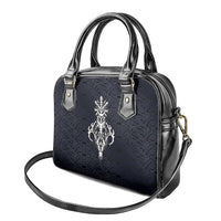 Runic Skull Shoulder Handbag with Nordic Symbols and Knot Pattern Viking Heritage Tribute - Wonder Print Shop