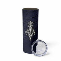 Runic Skull Skinny Tumbler with Nordic Symbols and Knot Pattern Viking Heritage Tribute - Wonder Print Shop