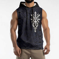 Runic Skull Sleeveless Hoodie with Nordic Symbols and Knot Pattern Viking Heritage Tribute - Wonder Print Shop