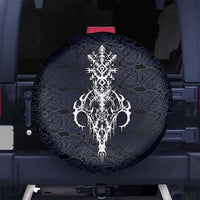 Runic Skull Spare Tire Cover with Nordic Symbols and Knot Pattern Viking Heritage Tribute - Wonder Print Shop