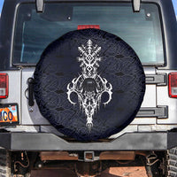 Runic Skull Spare Tire Cover with Nordic Symbols and Knot Pattern Viking Heritage Tribute - Wonder Print Shop