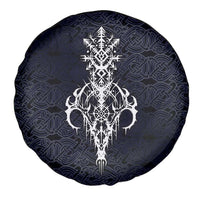 Runic Skull Spare Tire Cover with Nordic Symbols and Knot Pattern Viking Heritage Tribute - Wonder Print Shop