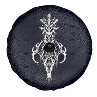 Runic Skull Spare Tire Cover with Nordic Symbols and Knot Pattern Viking Heritage Tribute - Wonder Print Shop