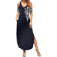 Runic Skull Summer Maxi Dress with Nordic Symbols and Knot Pattern Viking Heritage Tribute - Wonder Print Shop