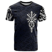 Runic Skull T Shirt with Nordic Symbols and Knot Pattern Viking Heritage Tribute - Wonder Print Shop