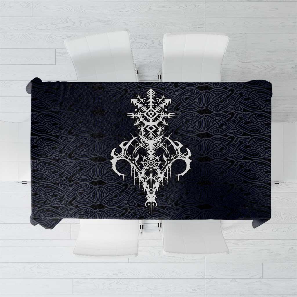 Runic Skull Tablecloth with Nordic Symbols and Knot Pattern Viking Heritage Tribute - Wonder Print Shop