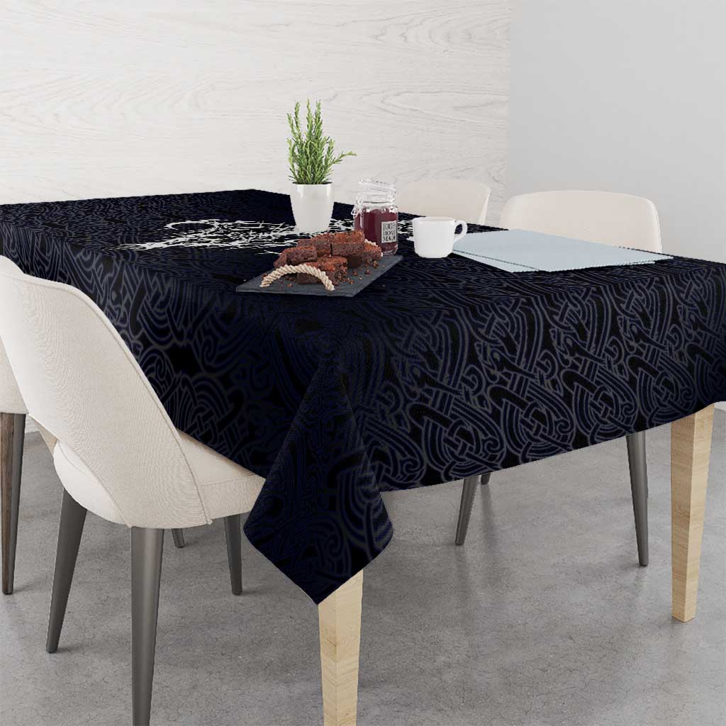Runic Skull Tablecloth with Nordic Symbols and Knot Pattern Viking Heritage Tribute - Wonder Print Shop