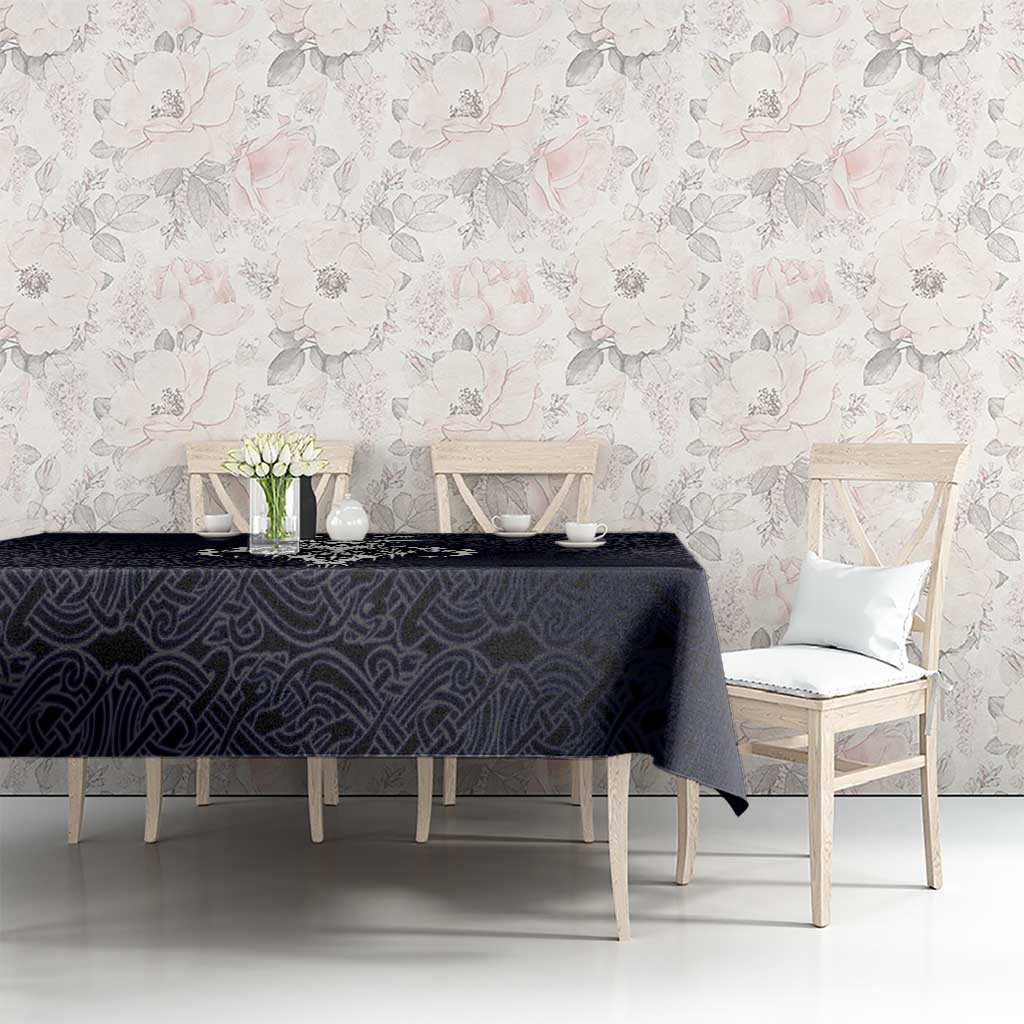 Runic Skull Tablecloth with Nordic Symbols and Knot Pattern Viking Heritage Tribute - Wonder Print Shop