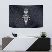 Runic Skull Tapestry with Nordic Symbols and Knot Pattern Viking Heritage Tribute - Wonder Print Shop