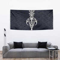 Runic Skull Tapestry with Nordic Symbols and Knot Pattern Viking Heritage Tribute - Wonder Print Shop