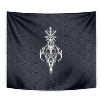 Runic Skull Tapestry with Nordic Symbols and Knot Pattern Viking Heritage Tribute - Wonder Print Shop