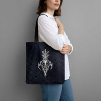 Runic Skull Tote Bag with Nordic Symbols and Knot Pattern Viking Heritage Tribute - Wonder Print Shop
