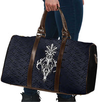 Runic Skull Travel Bag with Nordic Symbols and Knot Pattern Viking Heritage Tribute - Wonder Print Shop