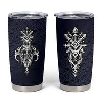 Runic Skull Tumbler Cup with Nordic Symbols and Knot Pattern Viking Heritage Tribute - Wonder Print Shop