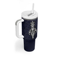 Runic Skull Tumbler With Handle with Nordic Symbols and Knot Pattern Viking Heritage Tribute - Wonder Print Shop
