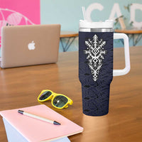 Runic Skull Tumbler With Handle with Nordic Symbols and Knot Pattern Viking Heritage Tribute - Wonder Print Shop