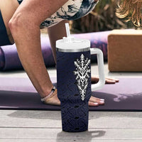 Runic Skull Tumbler With Handle with Nordic Symbols and Knot Pattern Viking Heritage Tribute - Wonder Print Shop