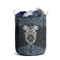 Viking Vegvisir Symbol Laundry Basket with Runes and Intricate Knotwork Norse Protection Tribute - Wonder Print Shop