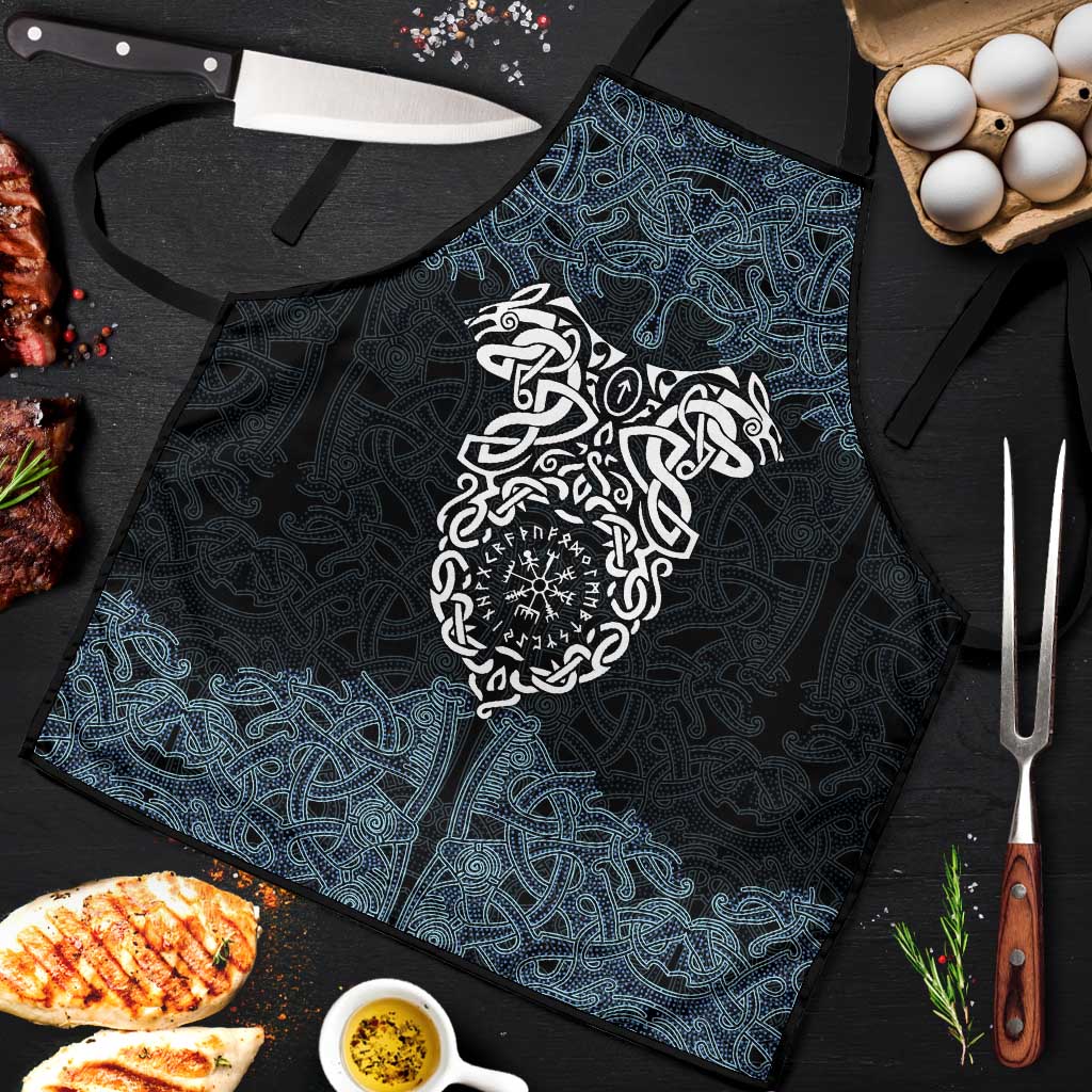 Viking Vegvisir Symbol Apron with Runes and Intricate Knotwork Norse Protection Tribute - Wonder Print Shop
