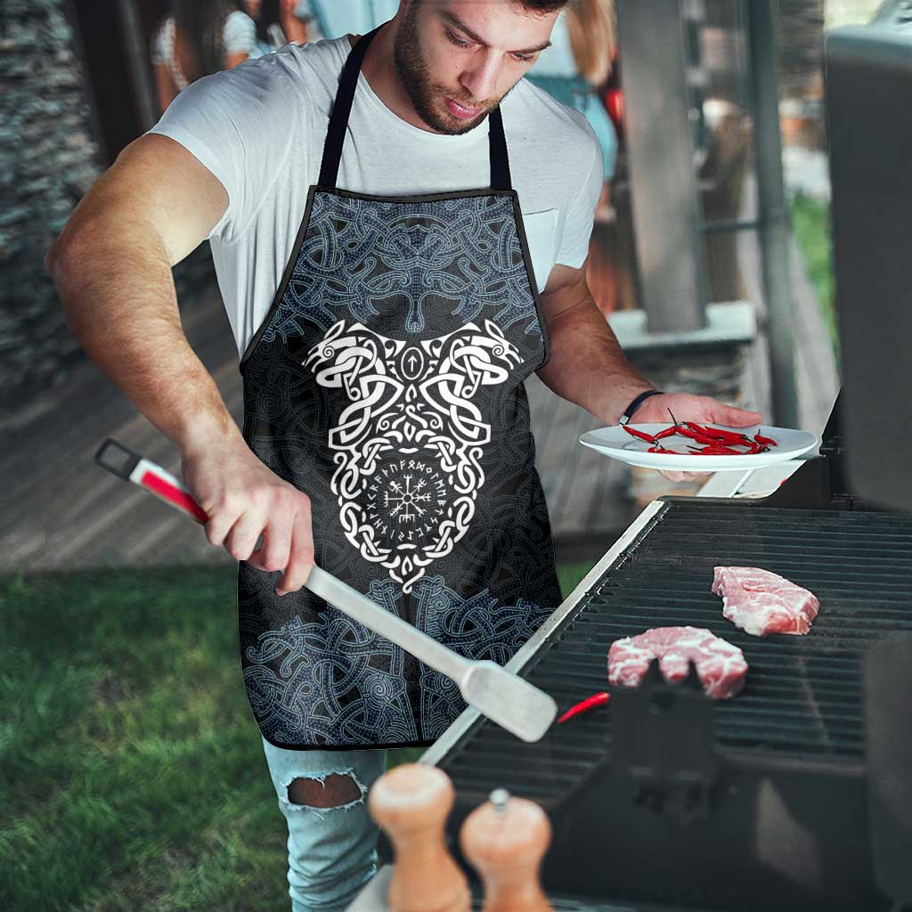 Viking Vegvisir Symbol Apron with Runes and Intricate Knotwork Norse Protection Tribute - Wonder Print Shop