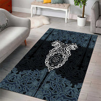 Viking Vegvisir Symbol Area Rug with Runes and Intricate Knotwork Norse Protection Tribute - Wonder Print Shop