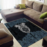 Viking Vegvisir Symbol Area Rug with Runes and Intricate Knotwork Norse Protection Tribute - Wonder Print Shop