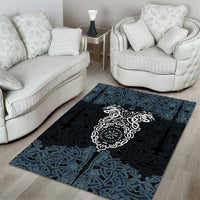 Viking Vegvisir Symbol Area Rug with Runes and Intricate Knotwork Norse Protection Tribute - Wonder Print Shop
