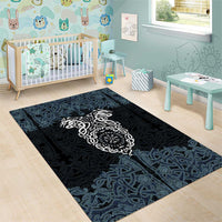 Viking Vegvisir Symbol Area Rug with Runes and Intricate Knotwork Norse Protection Tribute - Wonder Print Shop
