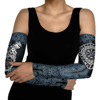 Viking Vegvisir Symbol Arm Sleeves with Runes and Intricate Knotwork Norse Protection Tribute - Wonder Print Shop