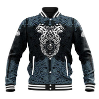 Viking Vegvisir Symbol Baseball Jacket with Runes and Intricate Knotwork Norse Protection Tribute - Wonder Print Shop