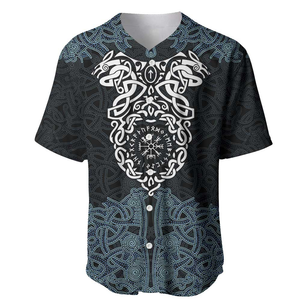 Viking Vegvisir Symbol Baseball Jersey with Runes and Intricate Knotwork Norse Protection Tribute - Wonder Print Shop