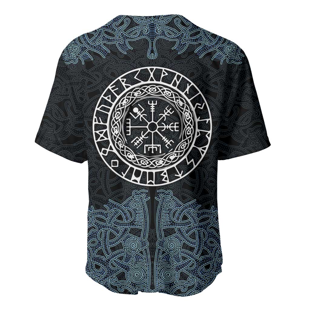 Viking Vegvisir Symbol Baseball Jersey with Runes and Intricate Knotwork Norse Protection Tribute - Wonder Print Shop