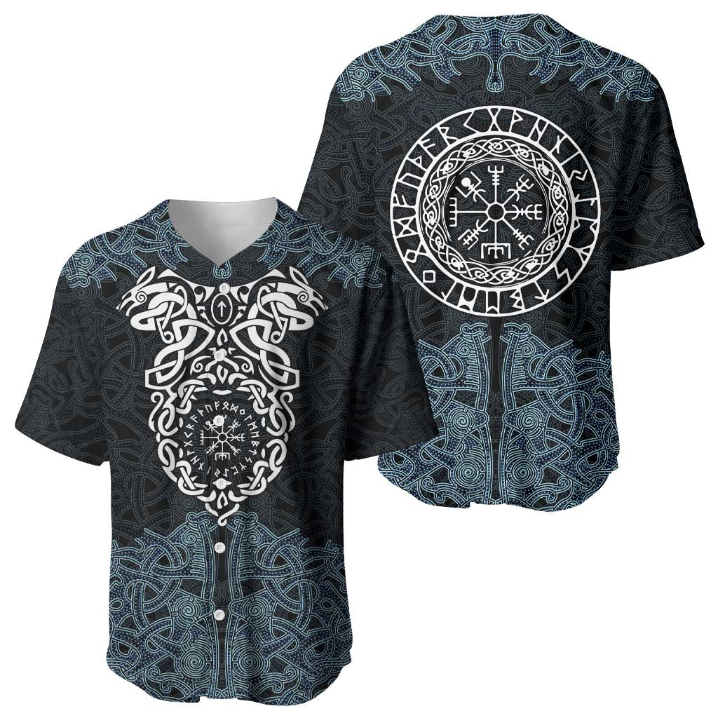 Viking Vegvisir Symbol Baseball Jersey with Runes and Intricate Knotwork Norse Protection Tribute - Wonder Print Shop