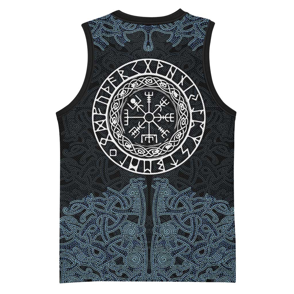 Viking Vegvisir Symbol Basketball Jersey with Runes and Intricate Knotwork Norse Protection Tribute - Wonder Print Shop
