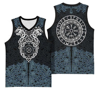 Viking Vegvisir Symbol Basketball Jersey with Runes and Intricate Knotwork Norse Protection Tribute - Wonder Print Shop
