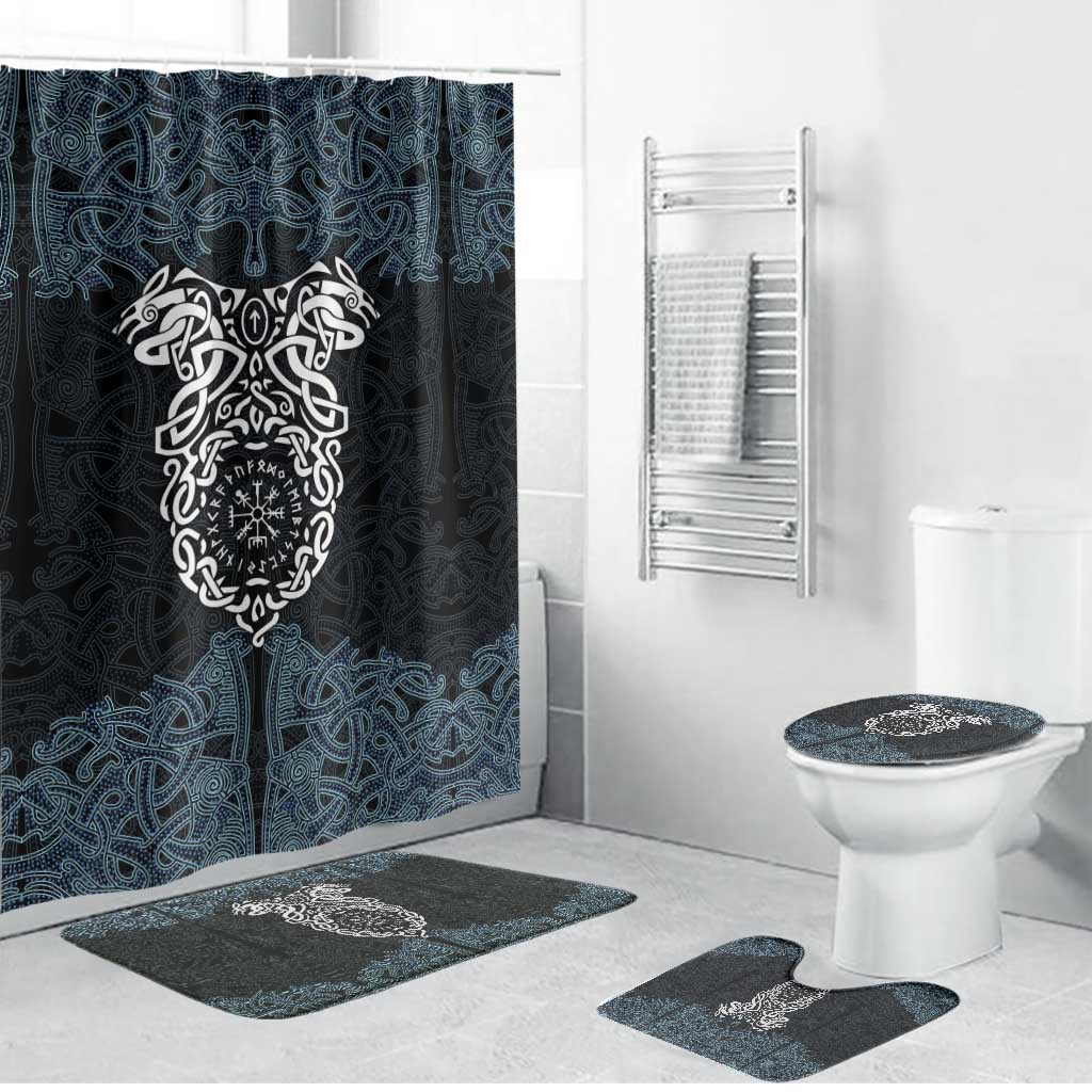 Viking Vegvisir Symbol Bathroom Set with Runes and Intricate Knotwork Norse Protection Tribute - Wonder Print Shop