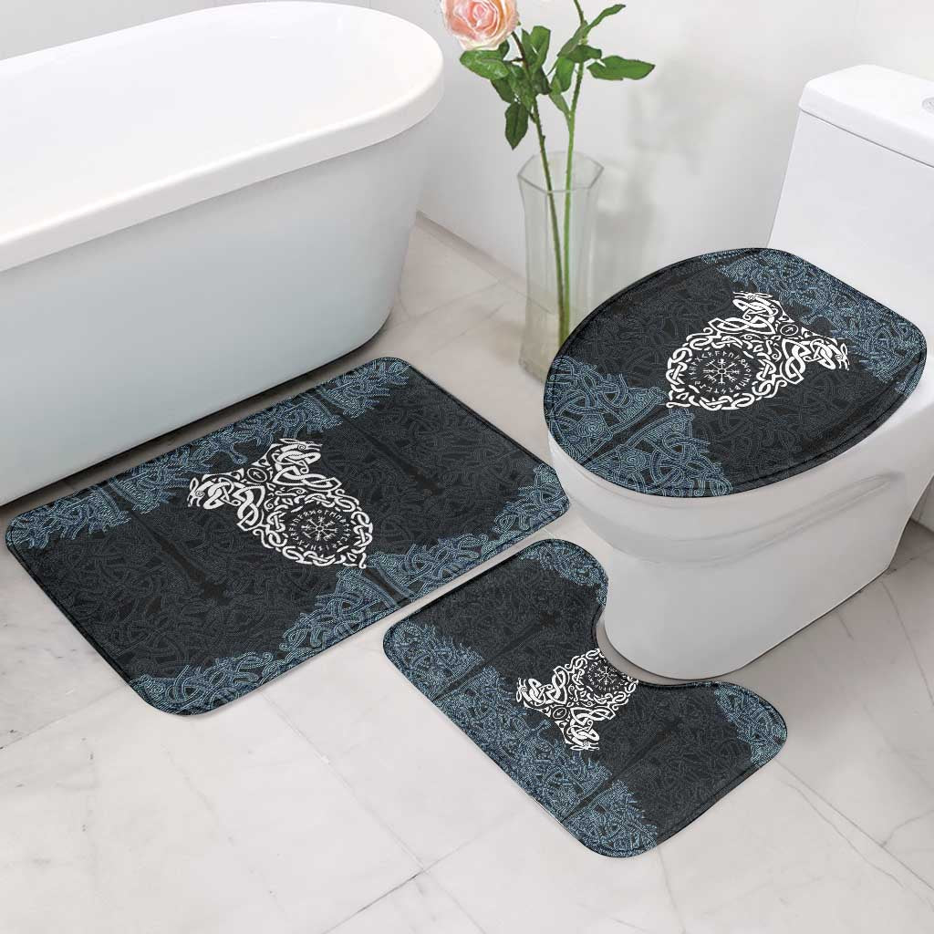 Viking Vegvisir Symbol Bathroom Set with Runes and Intricate Knotwork Norse Protection Tribute - Wonder Print Shop
