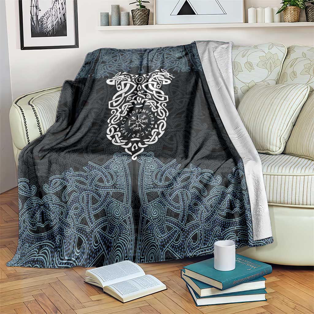 Viking Vegvisir Symbol Blanket with Runes and Intricate Knotwork Norse Protection Tribute - Wonder Print Shop