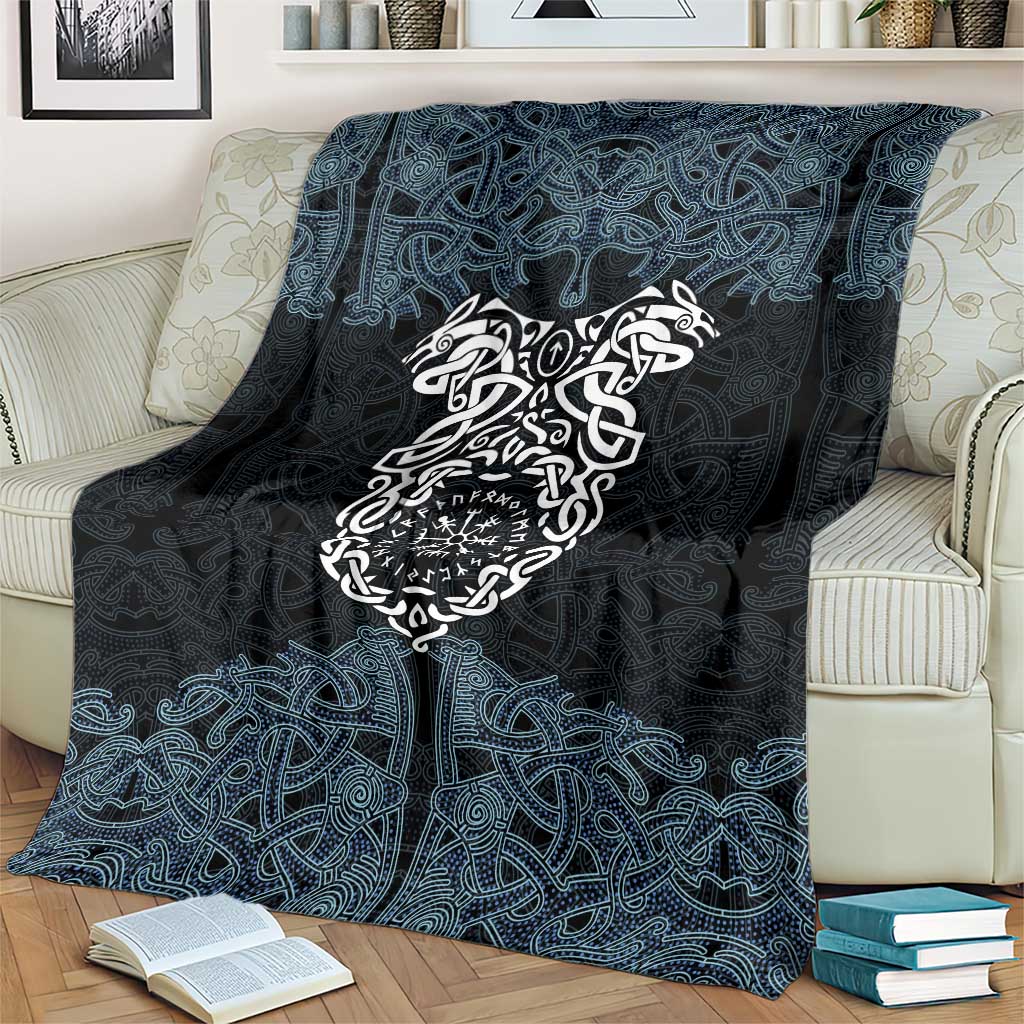 Viking Vegvisir Symbol Blanket with Runes and Intricate Knotwork Norse Protection Tribute - Wonder Print Shop