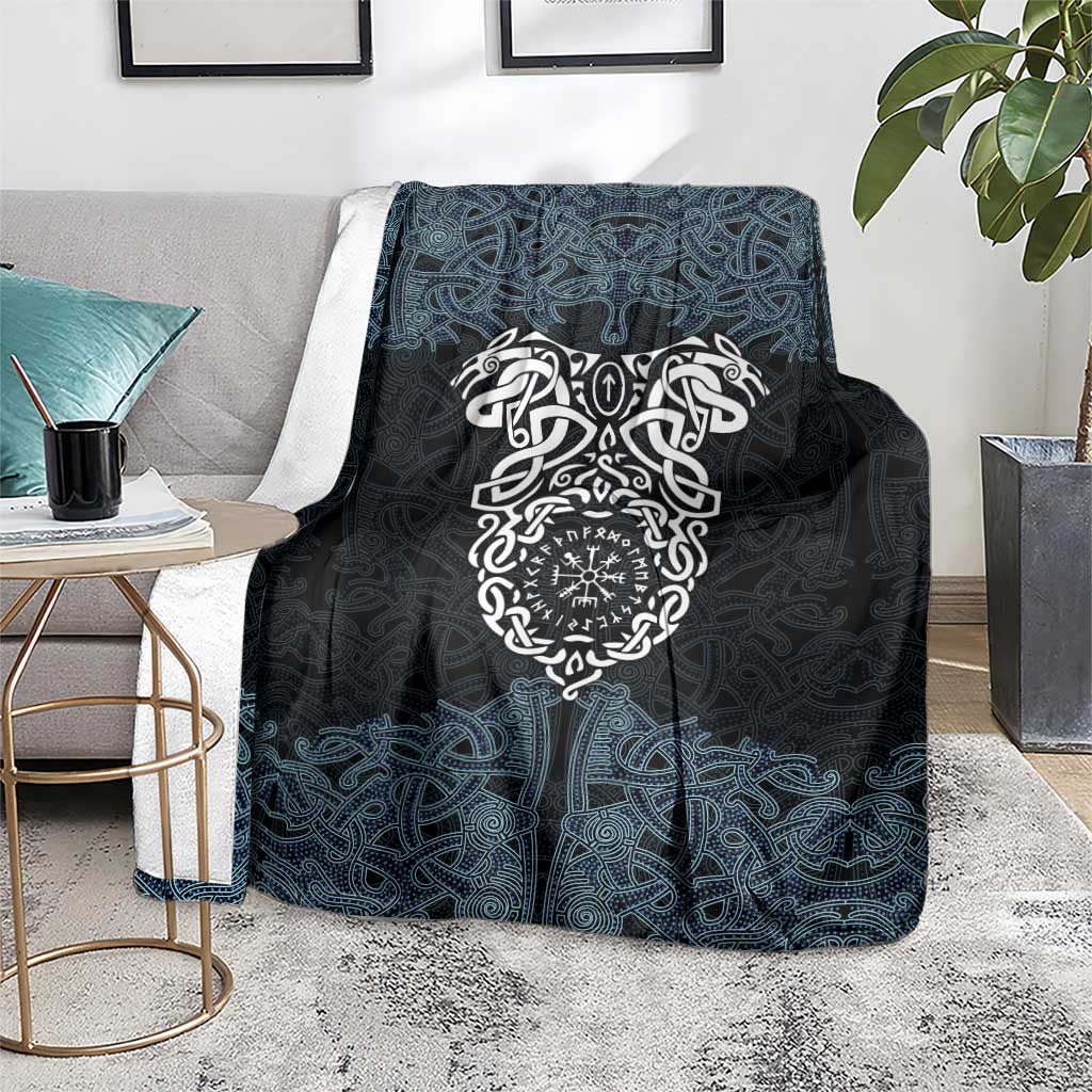 Viking Vegvisir Symbol Blanket with Runes and Intricate Knotwork Norse Protection Tribute - Wonder Print Shop