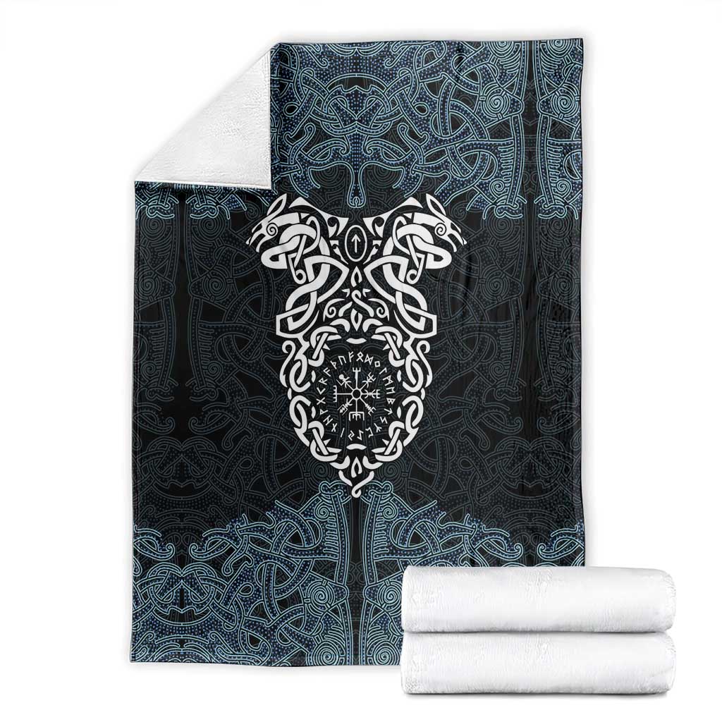Viking Vegvisir Symbol Blanket with Runes and Intricate Knotwork Norse Protection Tribute - Wonder Print Shop