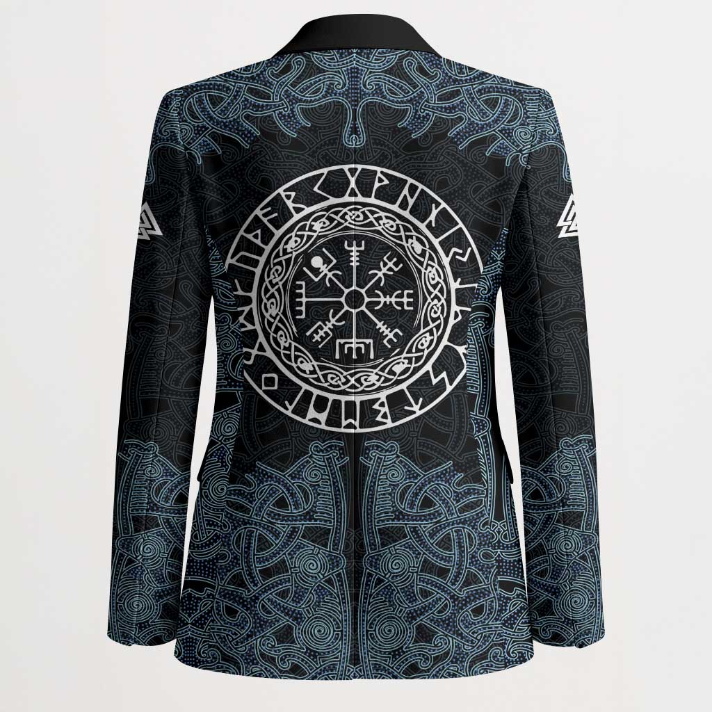 Viking Vegvisir Symbol Blazer with Runes and Intricate Knotwork Norse Protection Tribute - Wonder Print Shop