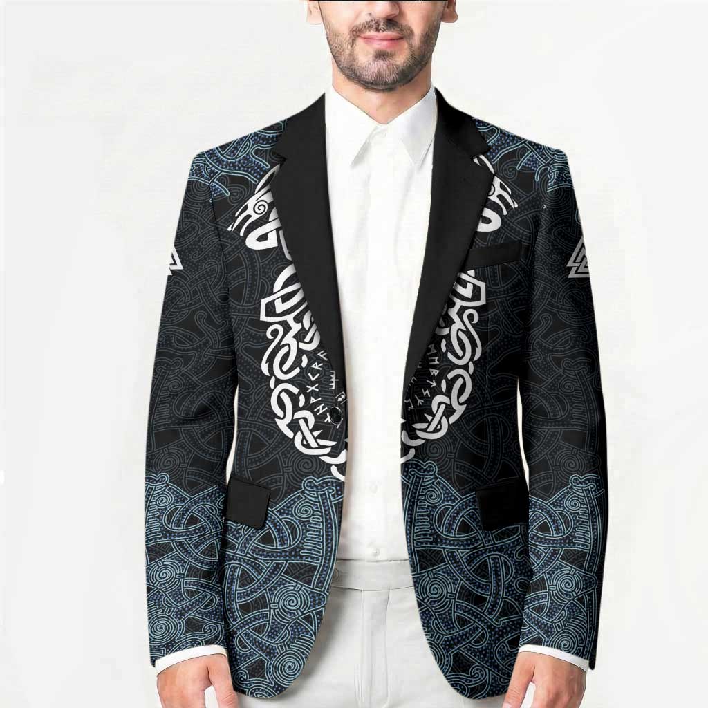 Viking Vegvisir Symbol Blazer with Runes and Intricate Knotwork Norse Protection Tribute - Wonder Print Shop