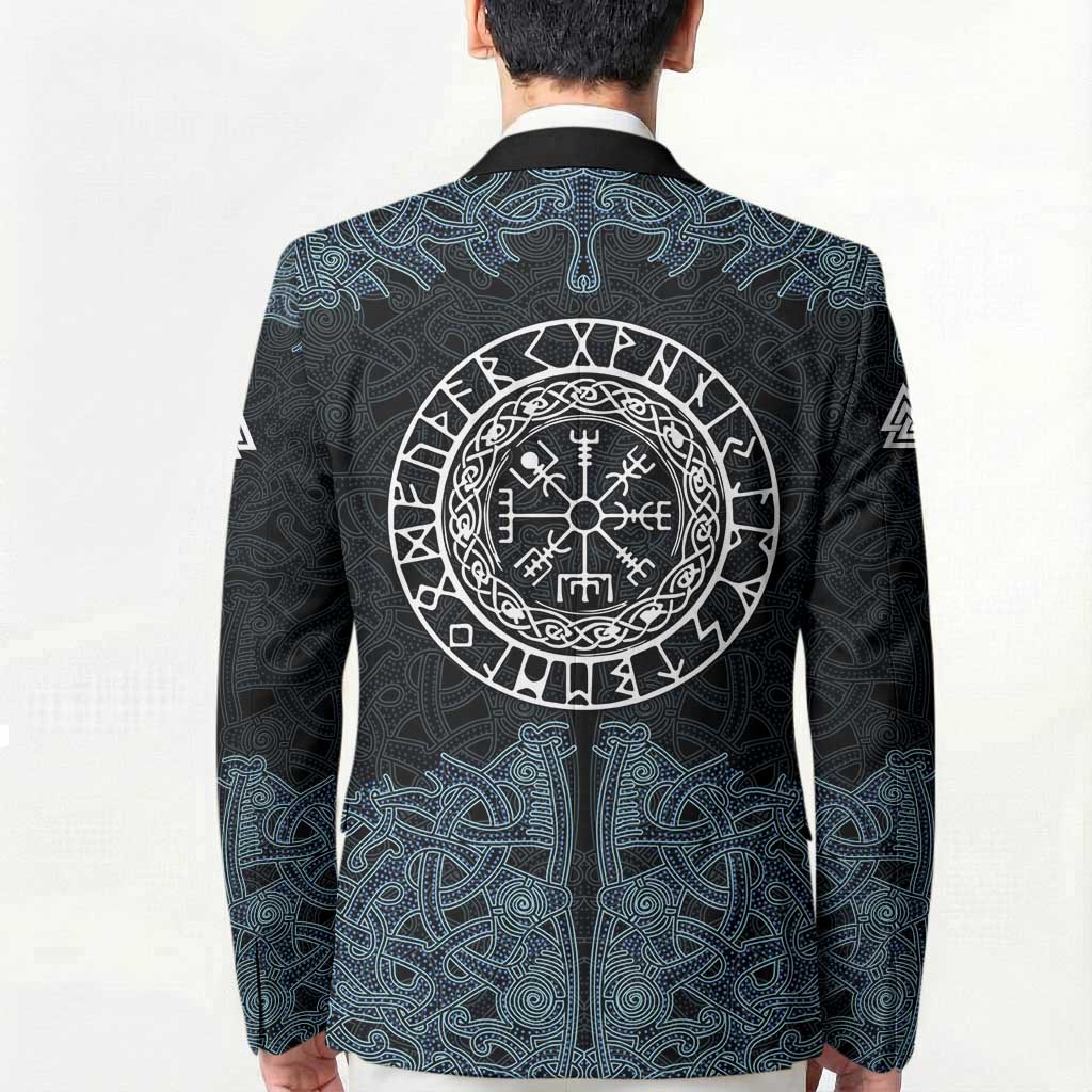 Viking Vegvisir Symbol Blazer with Runes and Intricate Knotwork Norse Protection Tribute - Wonder Print Shop